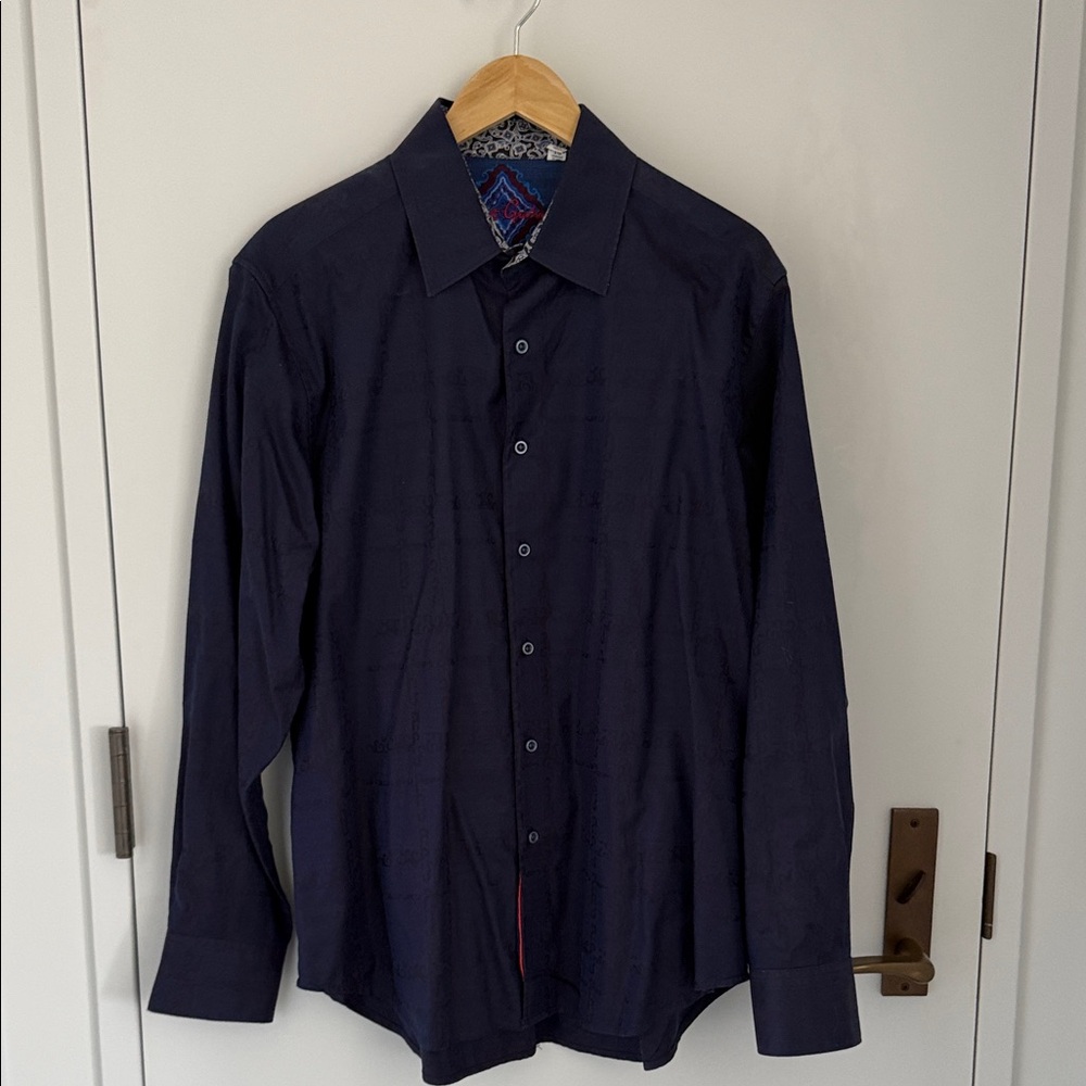 Robert Graham Classic Fit Dark Blue Button Down XL w/Accent Color Cuff/Collar